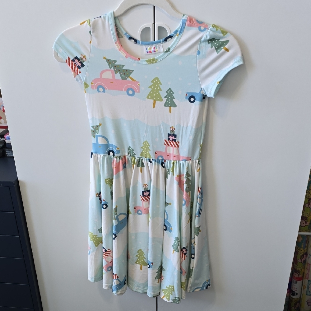 Dot Dot Smile Pink and Green Flutter Sleeve Sundress